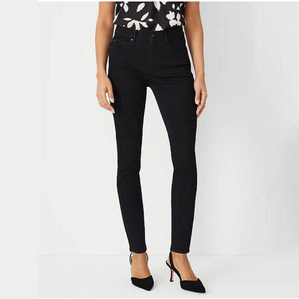 Ann Taylor Womens Black Denim Stretch The Skinny Jeans Sz 4P